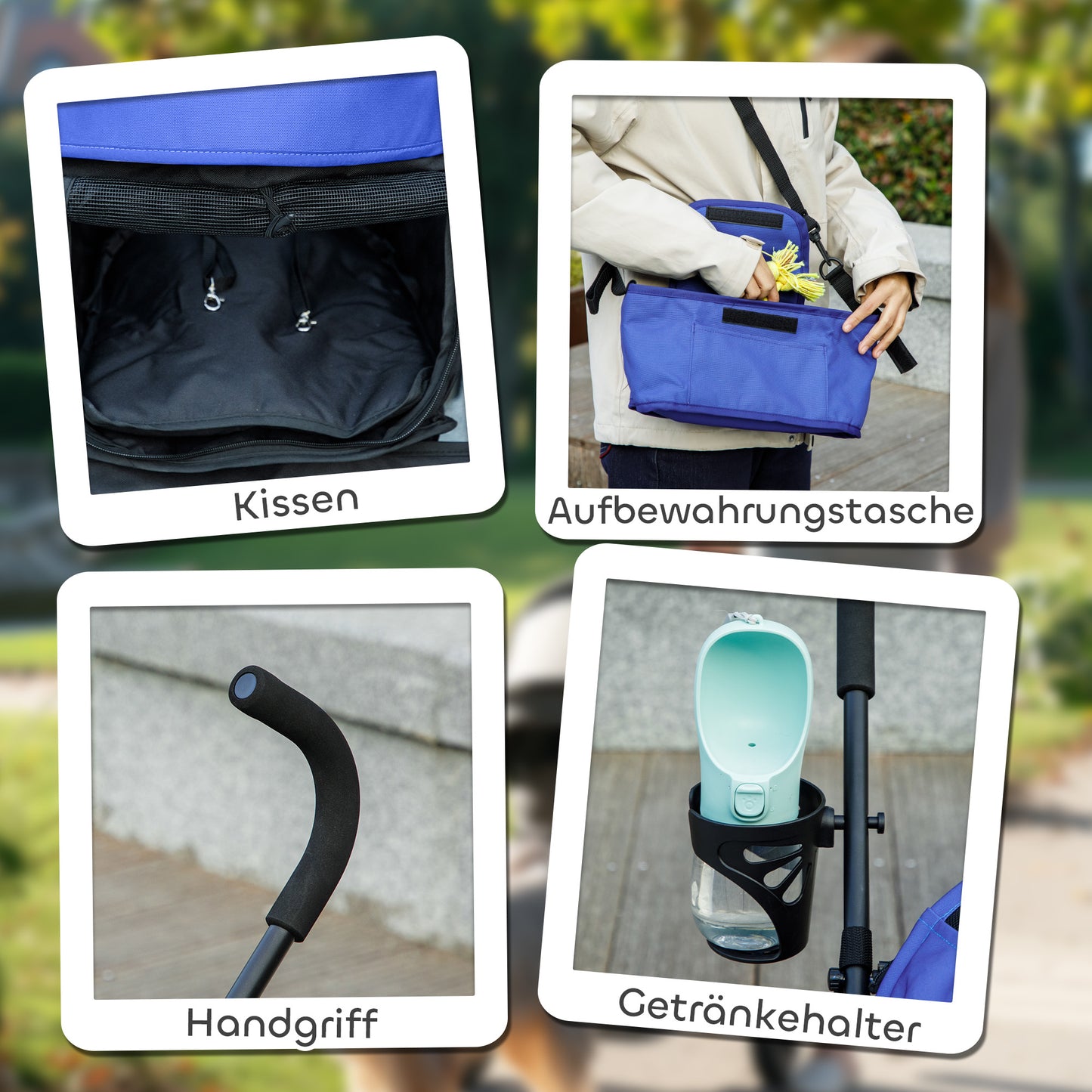 Dierenwagen – Huisdierenwagen – Hondenwagen – Kattenbuggy – Draagbare Dierenbuggy – Donkerblauw – 76 x 44 x 103 cm – 580D Oxford Stof Met Veiligheidsriem