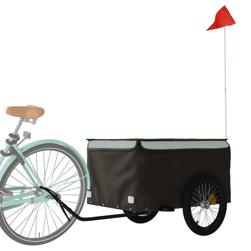 Grey-Black Iron Trailer 45 Kg for Bikes: Reinforced Iron Frame, Guaranteed Stability. Classic Shades Combining Style And Practicality, Quick Attachment for Instant Mounting. Foldable for Easy Storage, Transports Camping Equip
