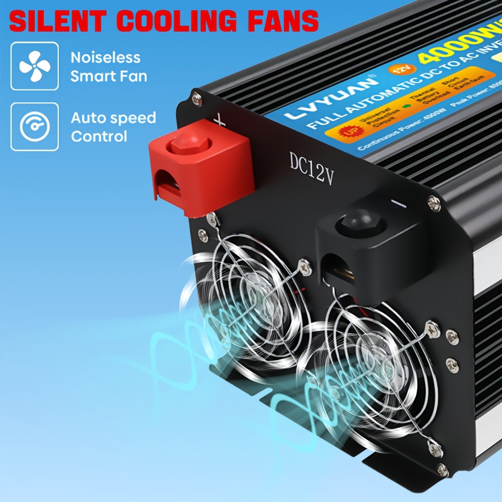12V Omvormer – Stroomomzetter – Converter – Spanningsomvormer – Inverter – Krachtige 4000W Vermogen – Ingebouwde Beveiliging