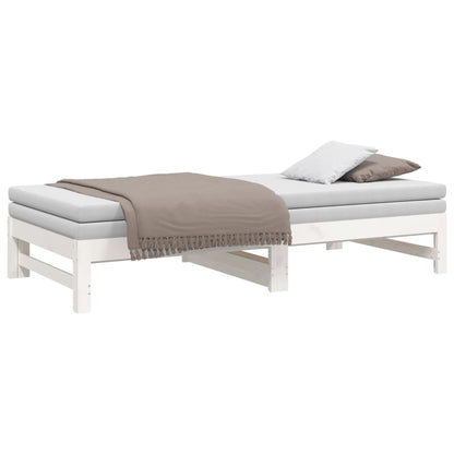 Bedbank – Slaapbank – Logeerbed – Bedbank Met Lade – Bedbank Voor Kleine Ruimte – Massief Dennenhout – Lattenbodem – 205,5x158x30 cm