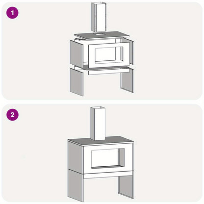 Vuurschaal – Vuurkorf – Tuinhaard – Buitenhaard – Terrashaard – Zwart Staal – Rechthoekig Design – 60x40x96 cm – Efficiënte Ventilatie – Opbergruimte