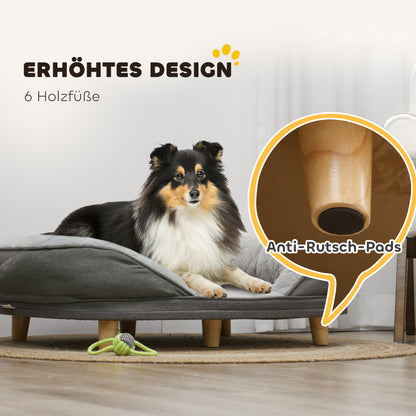 Hondenbed – Hondenkussen – Huisdierenbed – Dierenmand – Dierenkussen – Afneembare Wasbare Hoes – Antislip Poten – Grijs – 90 x 78 x 25 cm – Geschikt Tot 25 Kg