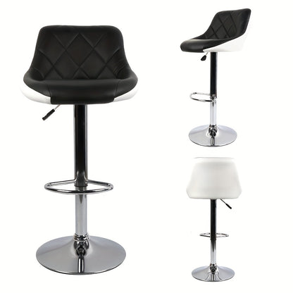 Barstoel Set – Barkrukken – Keukenkrukken – Breakfast Bar Stools – Counter Stoelen – PU Lederen Zitting – Verstelbare Hoogte 53-73 cm – 360° Draaibaar – Zwart/Chroom