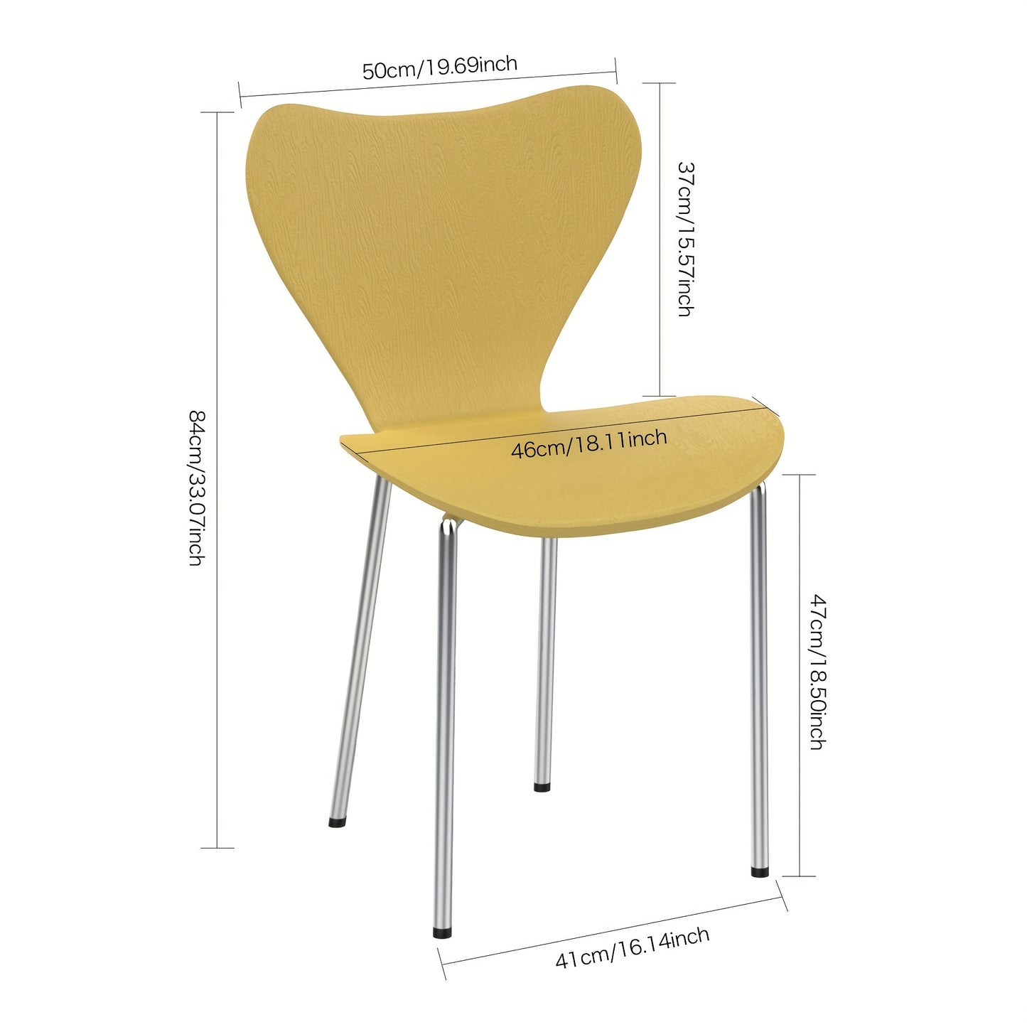 Set van 4 Scandinavische Stoelen – Eetkamerstoelen met Plastic Rugleuning en Metalen Poten – Geschikt voor Keuken, Woonkamer, Kantoor of Vergaderruimte