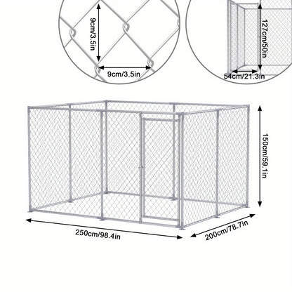 Hondenren Grote Hondenren Hondenkooi Hondenren Buiten Dierenren – 400x200x150 cm – Gegalvaniseerd Staal – Ventilerend & Met Afsluitbare Deur