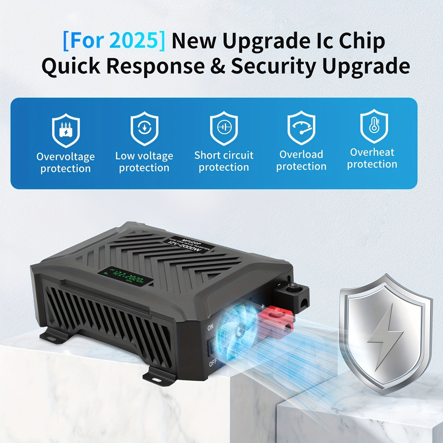 2000W Omvormer – Power Inverter – Spanningsomzetter – Stroomomzetter – Sine Wave Omvormer – Pure Sinusgolf – 4000W Piekvermogen – Metalen Behuizing
