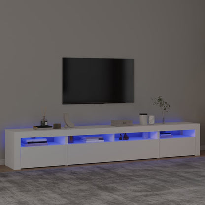 Tv Meubel – Tv Kast – Tv Meubels – Media Meubel – Dressoir – Modern Design – RGB LED Verlichting – 240x35x40 cm – Wit – Hoogwaardig Bewerkt Hout
