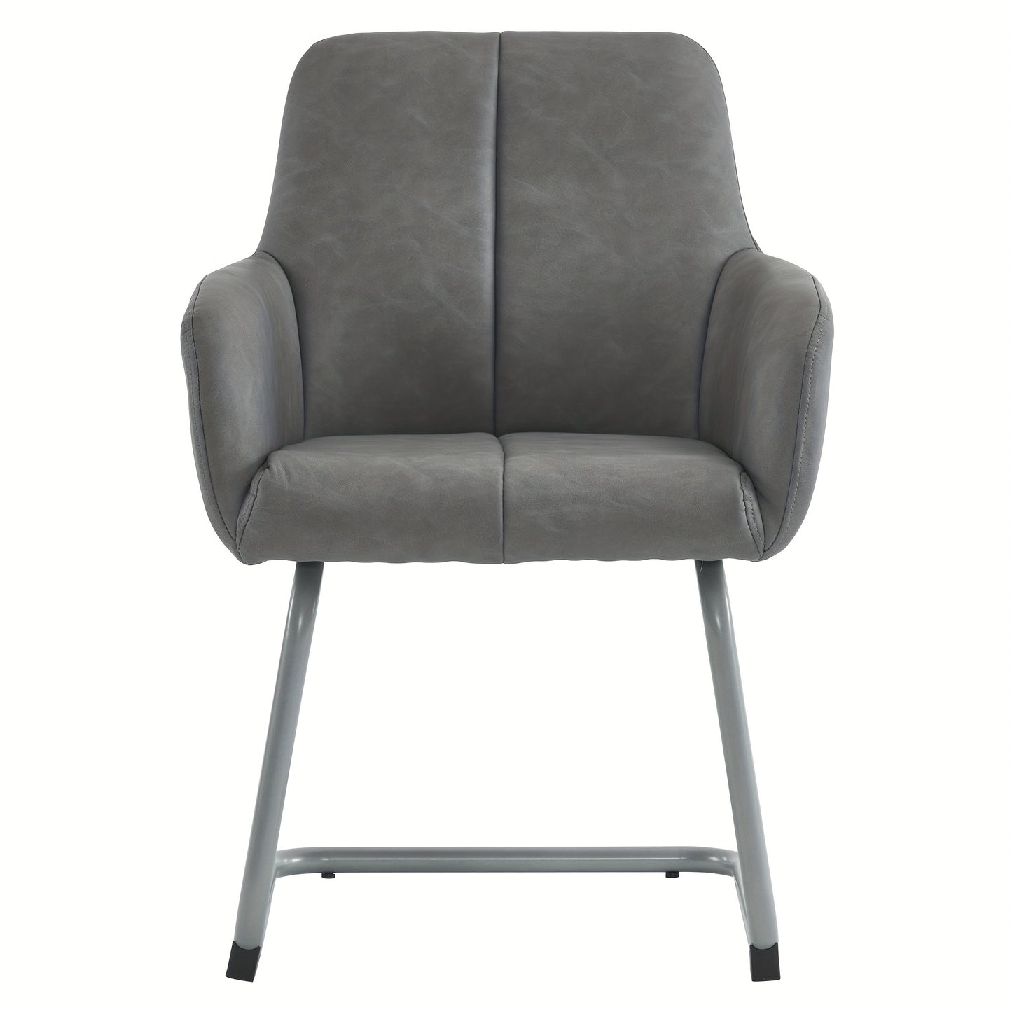 Lounge Stoel – Eetkamerstoel – Fauteuil – Leunstoel – Zetel – Grijs – Gebogen Stalen Poten – Set Van 2