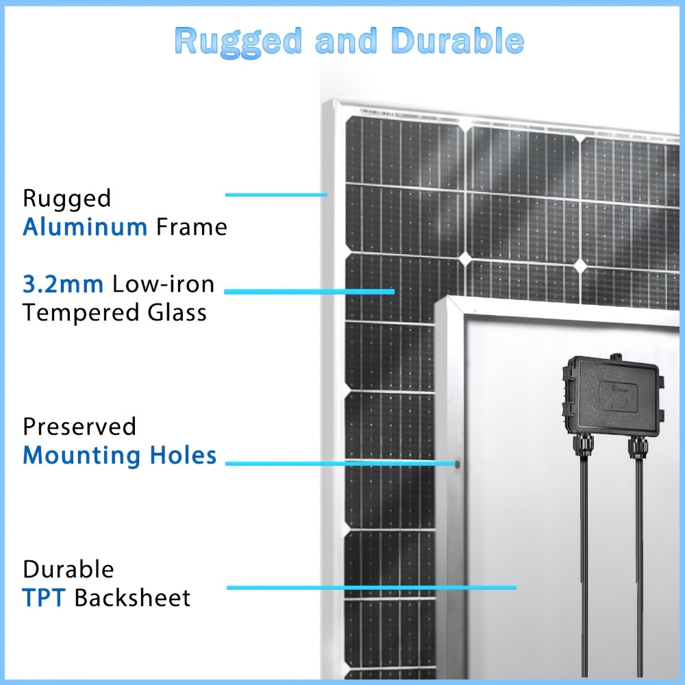 Zonnepaneel – Solar Panel – Zonnecellen – Zonnepaneel Set – Monokristallijn – 120W – 18V Output – Aluminium Frame – Hoge Efficiëntie