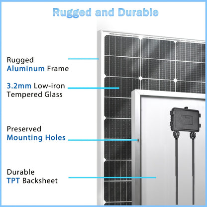Zonnepaneel – Solar Panel – Zonnecellen – Zonnepaneel Set – Monokristallijn – 120W – 18V Output – Aluminium Frame – Hoge Efficiëntie