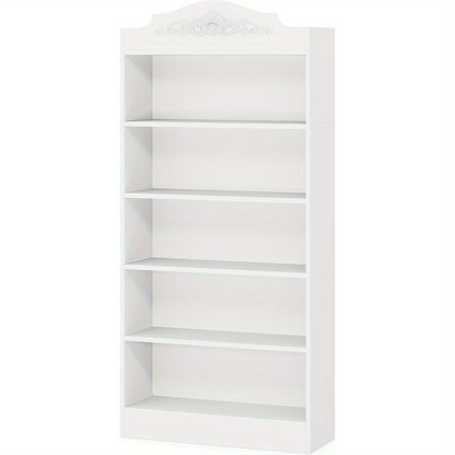 Boekenkast – Boekplank – Boekenrek – Opbergkast – Vakkenkast – Wit – 5 Planken – MDF Hout – Anti-Kantelvoorziening