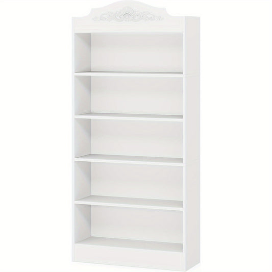 Boekenkast – Boekplank – Boekenrek – Opbergkast – Vakkenkast – Wit – 5 Planken – MDF Hout – Anti-Kantelvoorziening