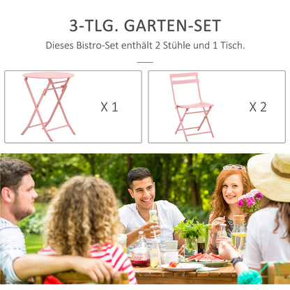 3-Delige Tuinset – Balkonset – Bistroset – Inklapbare Tuinmeubels – Tuinstoelen – Groen – compact & inklapbaar – duurzaam gepoedercoat metaal