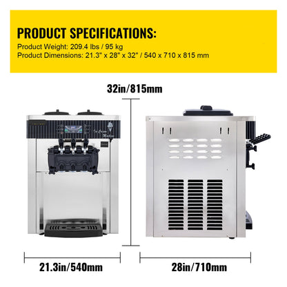 Softijsmachine – Zachte IJsjes Machine – IJsbereider – IJsdispenser – 6 Liter Capaciteit – 2200W Compressor