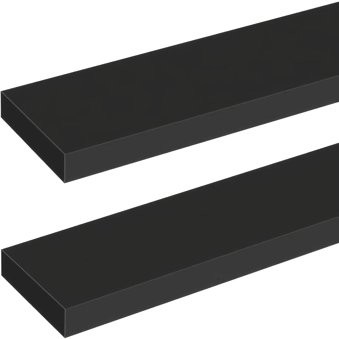 Zwevende Wandplanken – Wandplank – Muurplank – Opbergplank – Decoratieve Plank – 2 Stuks Zwart 80 cm – MDF Met Zwarte Lak – Draagkracht 3-5,5 kg