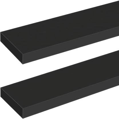 Zwevende Wandplanken – Wandplank – Muurplank – Opbergplank – Decoratieve Plank – 2 Stuks Zwart 80 cm – MDF Met Zwarte Lak – Draagkracht 3-5,5 kg