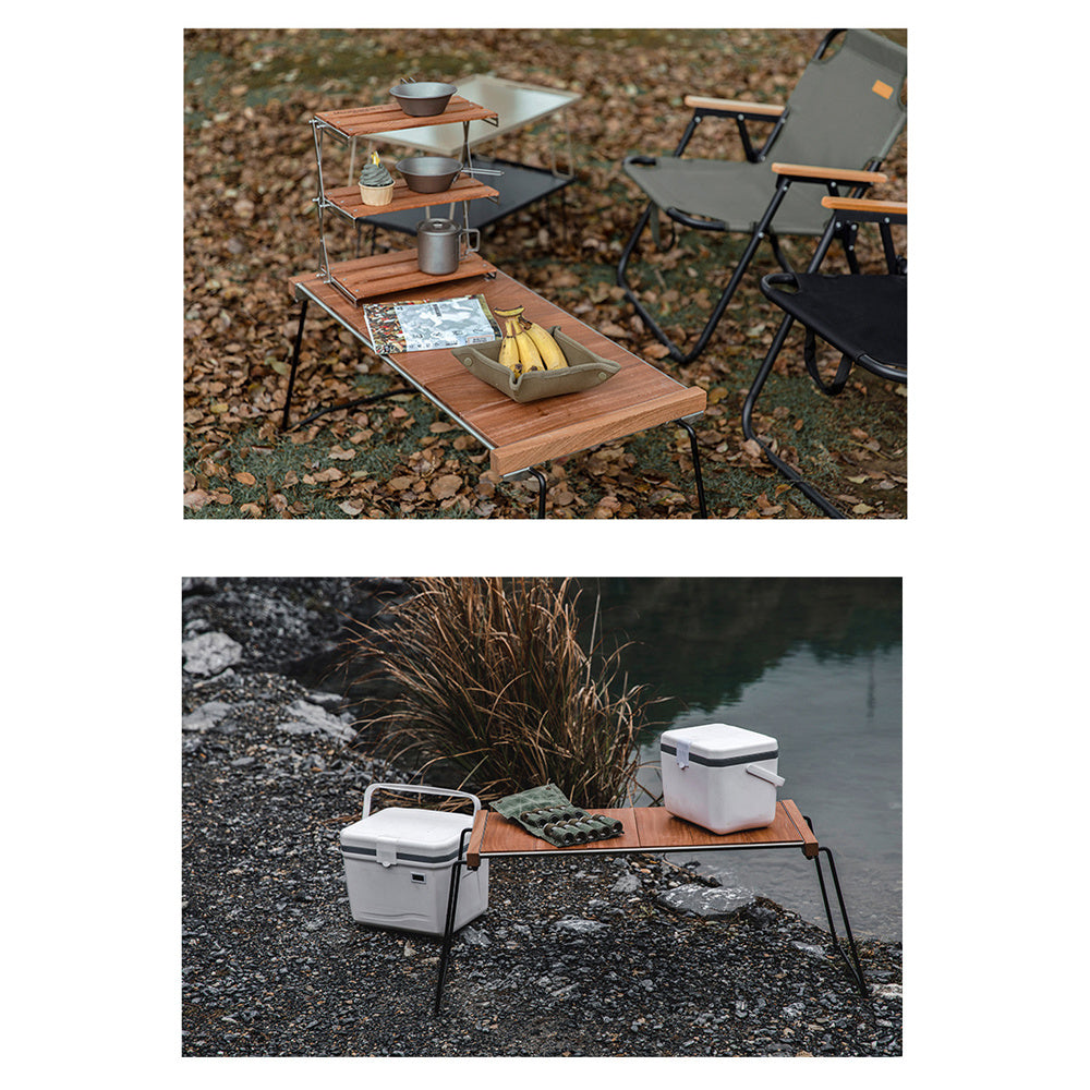 Campingtafel – Inklapbare Tafel – Outdoor Tafel – Picknicktafel – Vouwtafel – Modulair Ontwerp – Houten Tafelblad