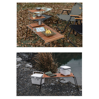 Campingtafel – Inklapbare Tafel – Outdoor Tafel – Picknicktafel – Vouwtafel – Modulair Ontwerp – Houten Tafelblad
