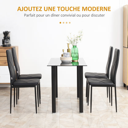 Eetkamerstoel – Keukenstoel – Stoel Met Hoge Rugleuning – Diningset Stoelen – Zwarte Stoelen – Gevuld Schuimzitvlak – Stalen Poten Met Anti-slip Pads