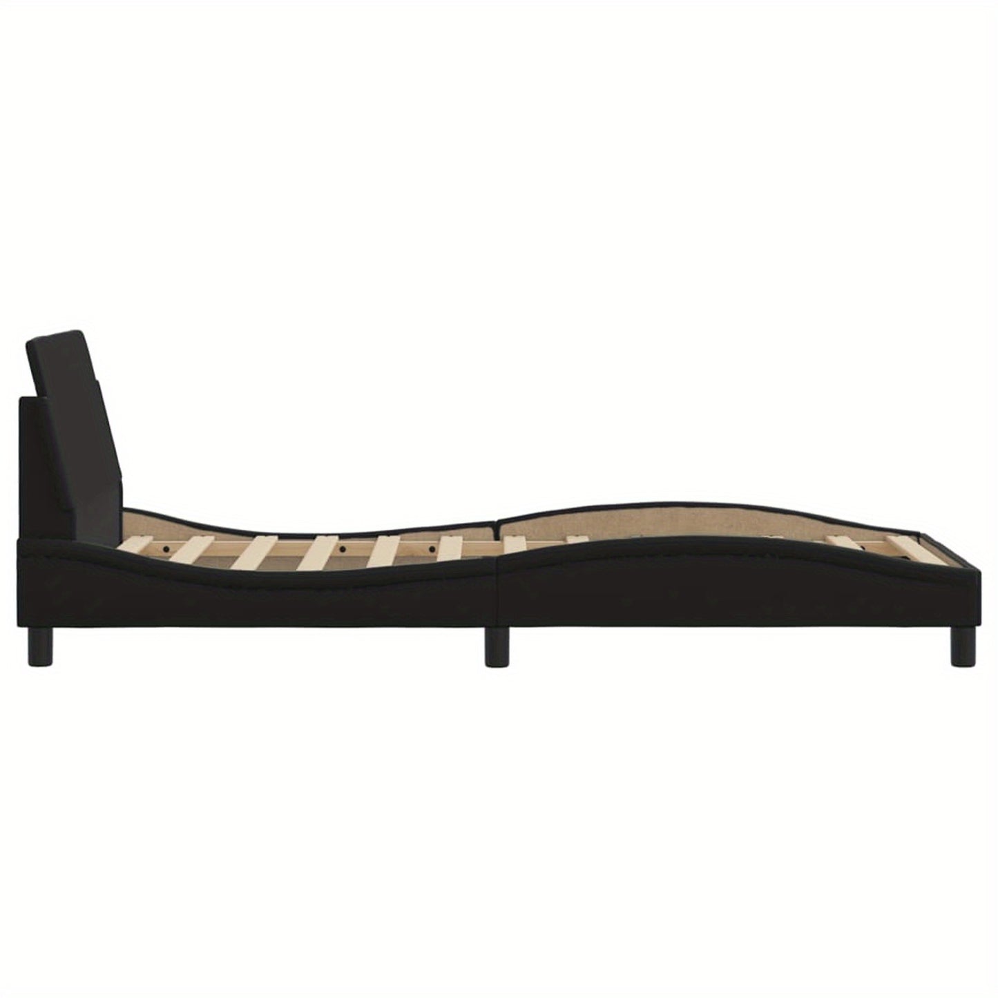 Bed frame with headboard black 90x200 cm faux leather with Slat Support Platform Bed Frame Suitable for Mattress Size 90 x 200 cm (without mattress) for Bedroom