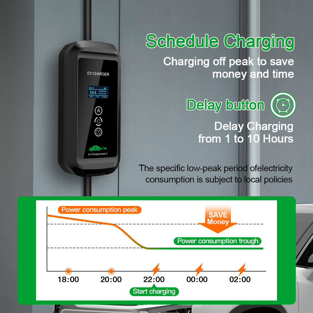EV Charger 16A 3.6KW Type 2 Charging Wallbox Electric Vehicle Hybrid Car Cable 5m