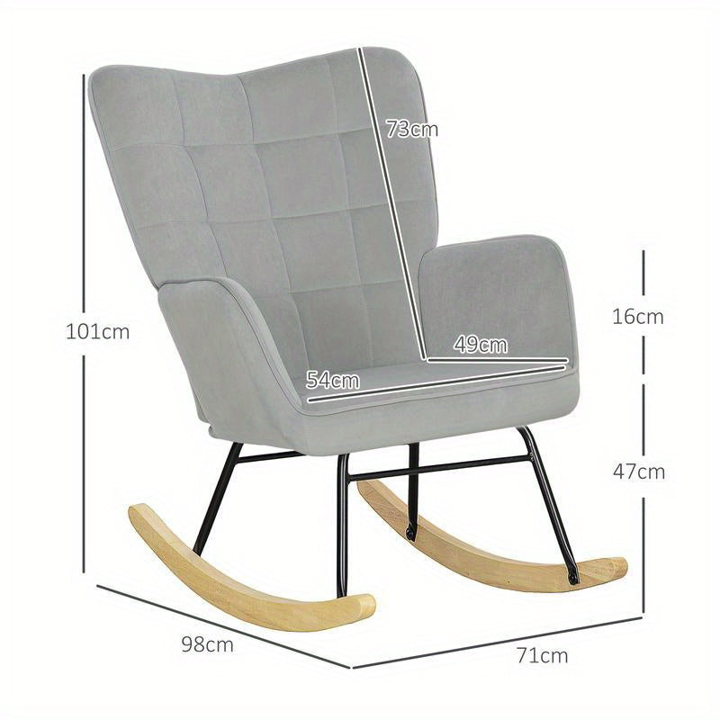 Ergonomische Schommelstoel – Loungestoel – Schommelzetel – Relaxstoel – Schommelstoel Beukenhout – Breed Rugpaneel – Dikke Bekleding – Max. Draagvermogen 120 kg