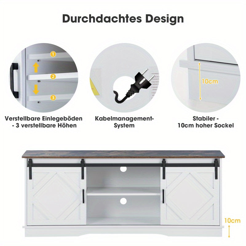 TV-meubel – TV-kast – TV-standaard – Entertainmentmeubel – Mediameubel – 150x40x60 cm – Schuifdeuren met Verstelbare Planken – Modern Minimalistisch Rustiek Design
