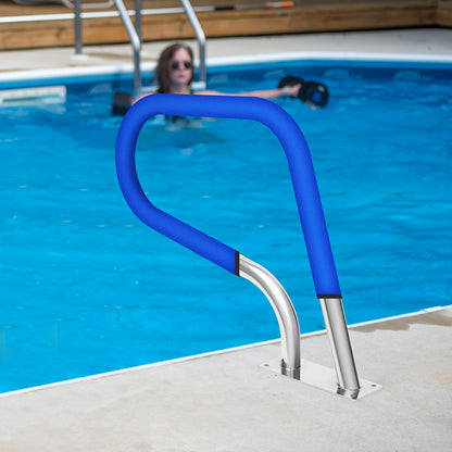 Handrail Zwembad – Zwembadrail – Poolrail – Poolhandgreep – Zwembadbeugel – Roestvrij Staal 304 – Neopreen Antislip Grip – Max 120 kg Belastbaar – Zilver
