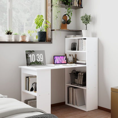 Bureau – Bureautafel – Computertafel – Werkplek – Desk – Wit – 120x55 cm – Met 5 Opbergplanken – Hoogwaardig Spaanplaat