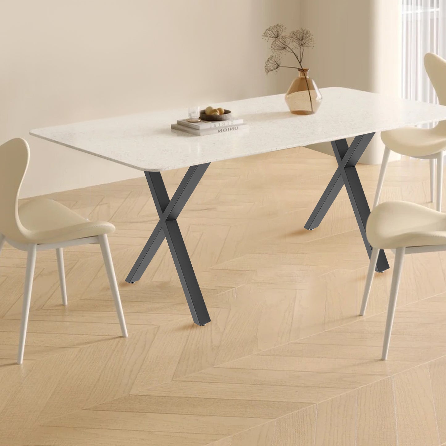 Tafelpoten – Tafelonderstel – Meubelpoot – Tafelpoot Set – X-vormige Tafelpoot – Verstelbare Hoogte – Zwart Stalen Design – Draagvermogen 200 kg