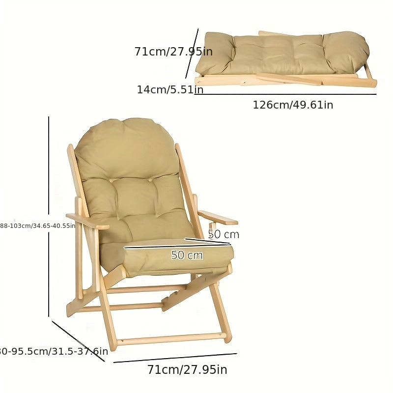 Massagestoel – Relaxstoel – Stoel – Lounge Chair – Inklapbare Fauteuil – Bamboe Frame – Handmatige Verstelling – Compact & Comfortabel – Geel Katoen