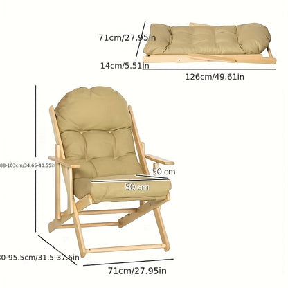 Massagestoel – Relaxstoel – Stoel – Lounge Chair – Inklapbare Fauteuil – Bamboe Frame – Handmatige Verstelling – Compact & Comfortabel – Geel Katoen