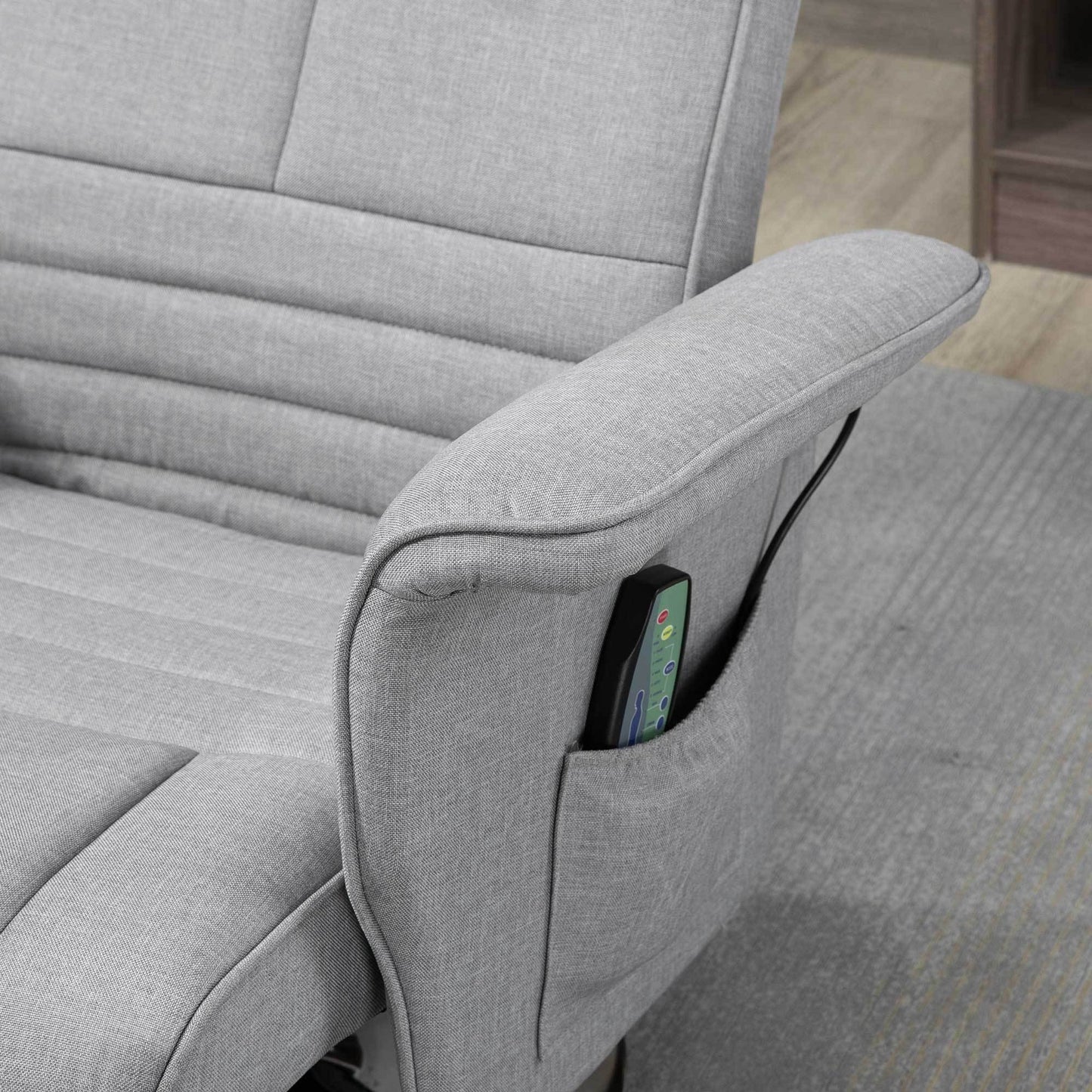 Massagestoel – Relaxstoel – Ontspanningsstoel – Massagefauteuil – Stoel Met Voetenkruk – Verstelbare Rugleuning – Compacte Afmetingen 78x95x88 cm – Lichtgrijs