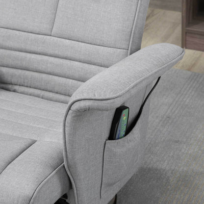 Massagestoel – Relaxstoel – Ontspanningsstoel – Massagefauteuil – Stoel Met Voetenkruk – Verstelbare Rugleuning – Compacte Afmetingen 78x95x88 cm – Lichtgrijs