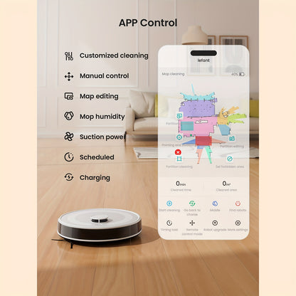 Robotstofzuiger – Robotstofzuiger Met Dweilfunctie – Automatische Stofzuiger – Slimme Reinigingsrobot – Dweilrobot – Laser Navigatie – 6000Pa Zuigkracht & 240 Min Batterijduur – WiFi, App En Alexa Bedienbaar – Witte Variant