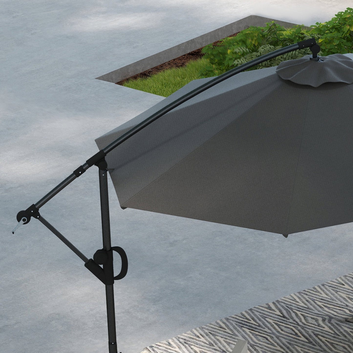 Verkeerslichtparasol – Tuinparasol – Zonneparasol – Buitenschemer – Terrasparasol – Grijs – Ø 293cm – Aluminium Frame – Windbestendig