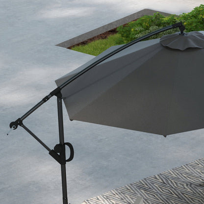Hangparasol – Zweefparasol – Cantilever Parasol – Vrijstaande Parasol – Terrasparasol – Grijs – 293x293 cm – Kantelbaar met Stevige Kruisvoet