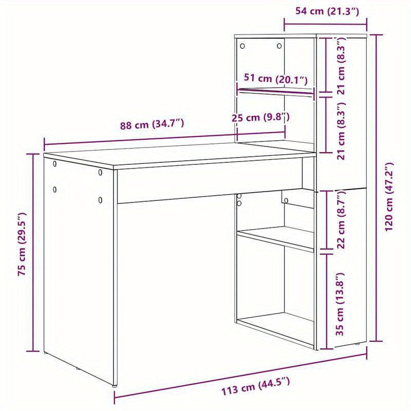 Bureau – Computertafel – Werkplek – Schrijftafel – Desk – Modern Compact Wit Bureau – Ruimtebesparend Met Open Opbergrek – Stevige MDF Houtconstructie 113x54x120 cm