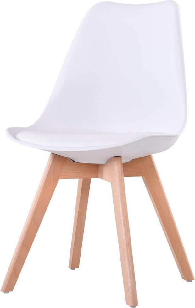 Eetkamer stoelen - Set van 4 - Met Zitvulling Kuipstoel - Tulpen Plastic - Eetkamerstoel - Wit