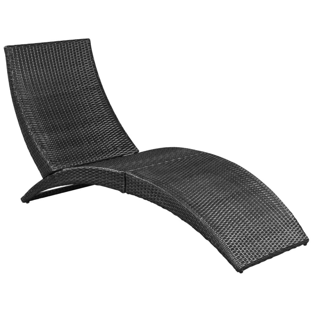 Ligbed – Loungebank – Zonnebed – Ligstoel – Zonnebedje – Inklapbaar – Weerbestendig PE Rattan – Inclusief Polyester Kussen – Grijs
