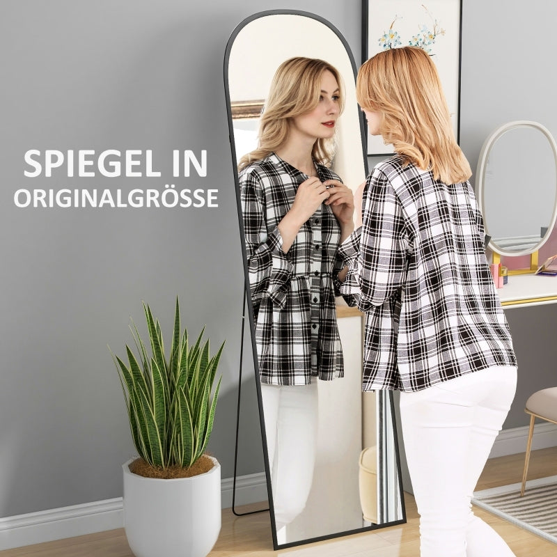 Full Body Spiegel – Staande Spiegel – Wandspiegel – Volledige Lengte Spiegel – Zwarte Spiegel – Anti-Fog Coating – Schokbestendig Aluminium Frame 169x49 cm