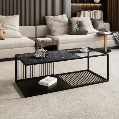 Industrieel Modern Salontafel – Vintage Tafel – Woonkamer Tafel – Center Tafel – Metaal Tafel – Stevige IJzeren Constructie – Grote Open Opbergruimte
