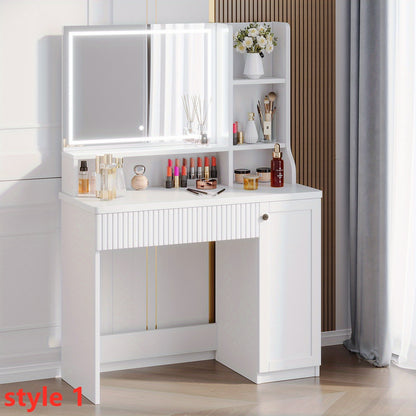 Make-up Tafel – Kaptafel – Cosmeticatafel – Make-up Organizer – Opmaaktafel – Ruime Opbergruimte – Massief Hout & Glas – Compact Design & Eenvoudige Montage