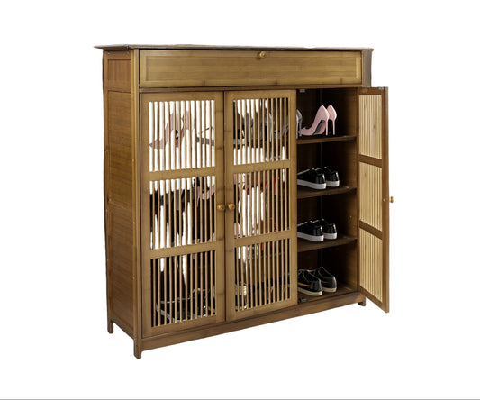 Schoenenkast – Schoenenrek – Schoenenopberger – Schoenmeubel – Schoenenschuif – Bamboe – 4 Laags – Duurzaam & Compact – 16 Paar Schoenen – Zonder Metalen Buizen
