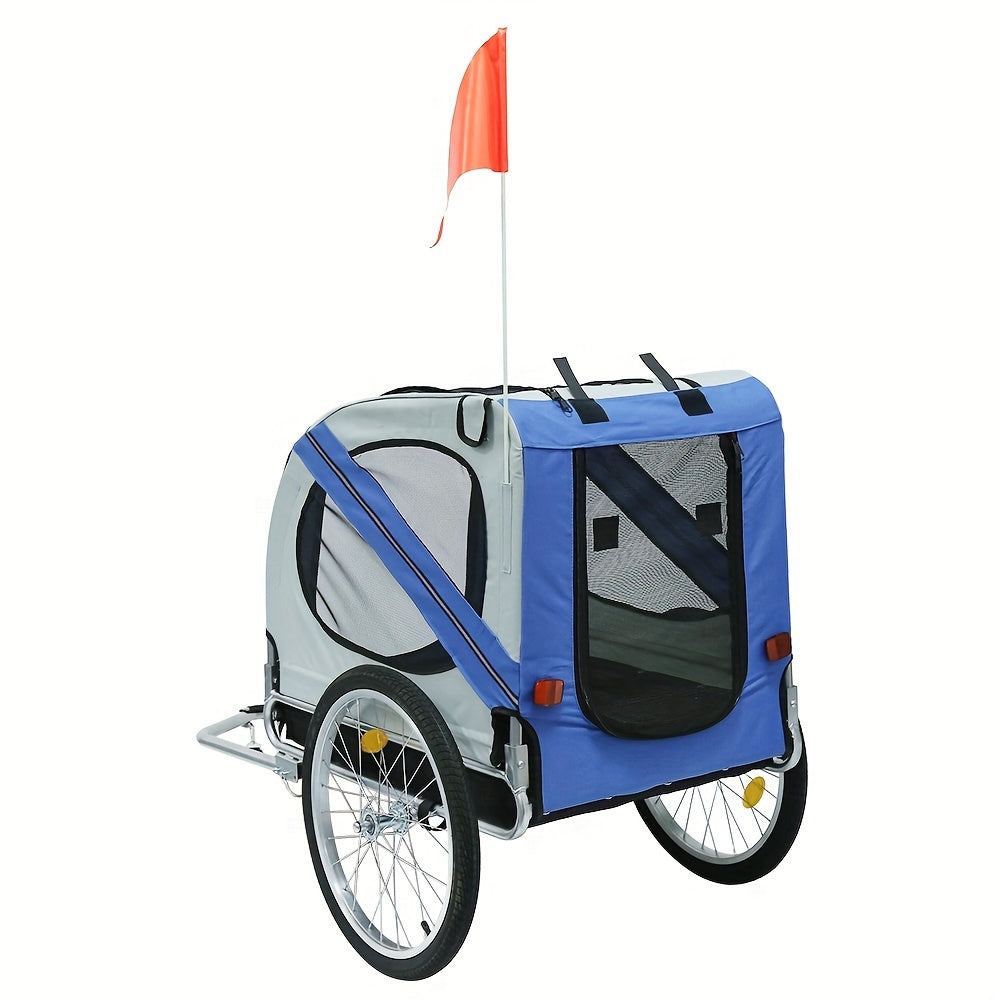 Hondenwagen – Hondenbuggy – Huisdierenwagen – Wandelwagen – Fietskar – Opvouwbaar – Stalen Frame Met Oxford Stof – Max. Draaggewicht 40 kg – Blauw/Groen/Oranje/Zwart