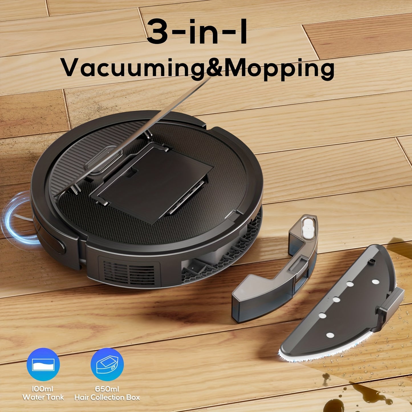 Robotic Vacuum Cleaner, Automatic Self-Charging, Robot Vacuum 4000Pa Powerful Suction, 120 Mins Runtime, Wi-Fi/App/Alexa Control, For Pet Hair, Hard Floor And Low-Pile Carpet.