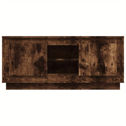 Tv-meubel – Tv-kast – TV-standaard – Entertainmentmeubel – Mediameubel – Smokey Eiken – 102x35x45 cm – Hoogwaardig Gefineerd Hout