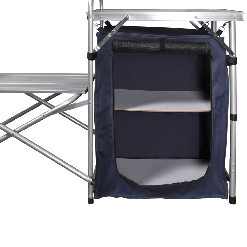 Opvouwbare Campingkeuken – Campingkast – Buitenkeuken – Kampeerkeuken – Tuinkeuken – Ruim Werkblad – Afneembaar Windscherm – Zilver