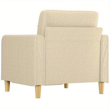 Eenpersoonsbank – Fauteuil – Zitzetel – Lounge Stoel – Sofa – Crème – Stevig MDF Frame – Handmatig Verstelbare Rugleuning