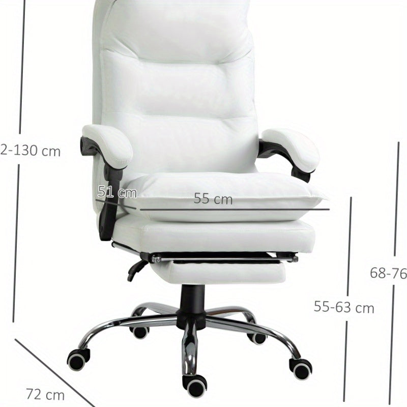 Bureaustoel – Ergonomische Stoel – Werkstoel – Kantoorstoel – Bureaufauteuil – Wit – 360° Draaibaar – Verstelbare Rugleuning en Zithoogte